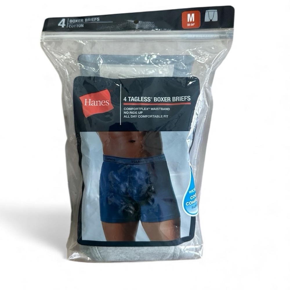 Hanes Men's Boxer Briefs 4-Pack Tagless Cool Comfort Size M 32-34 NEW